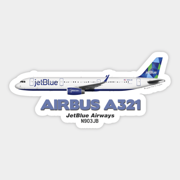 Airbus A321 - JetBlue Airways Sticker by TheArtofFlying